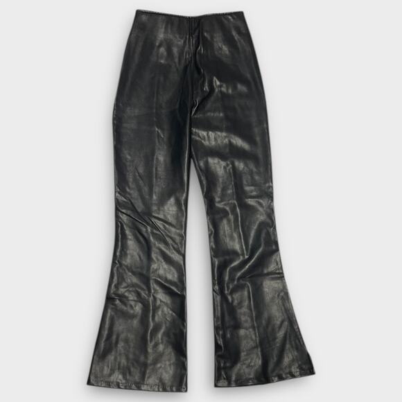 Abercrombie & Fitch A&F Split-Hem Vegan Leather Flare Pant Size Small SHORT NEW - Picture 4 of 11